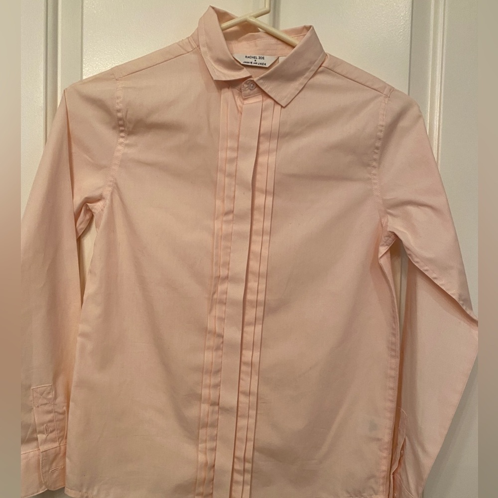 Janie & Jack Rachel Zoe collab blush colored cotton girls tuxedo shirt